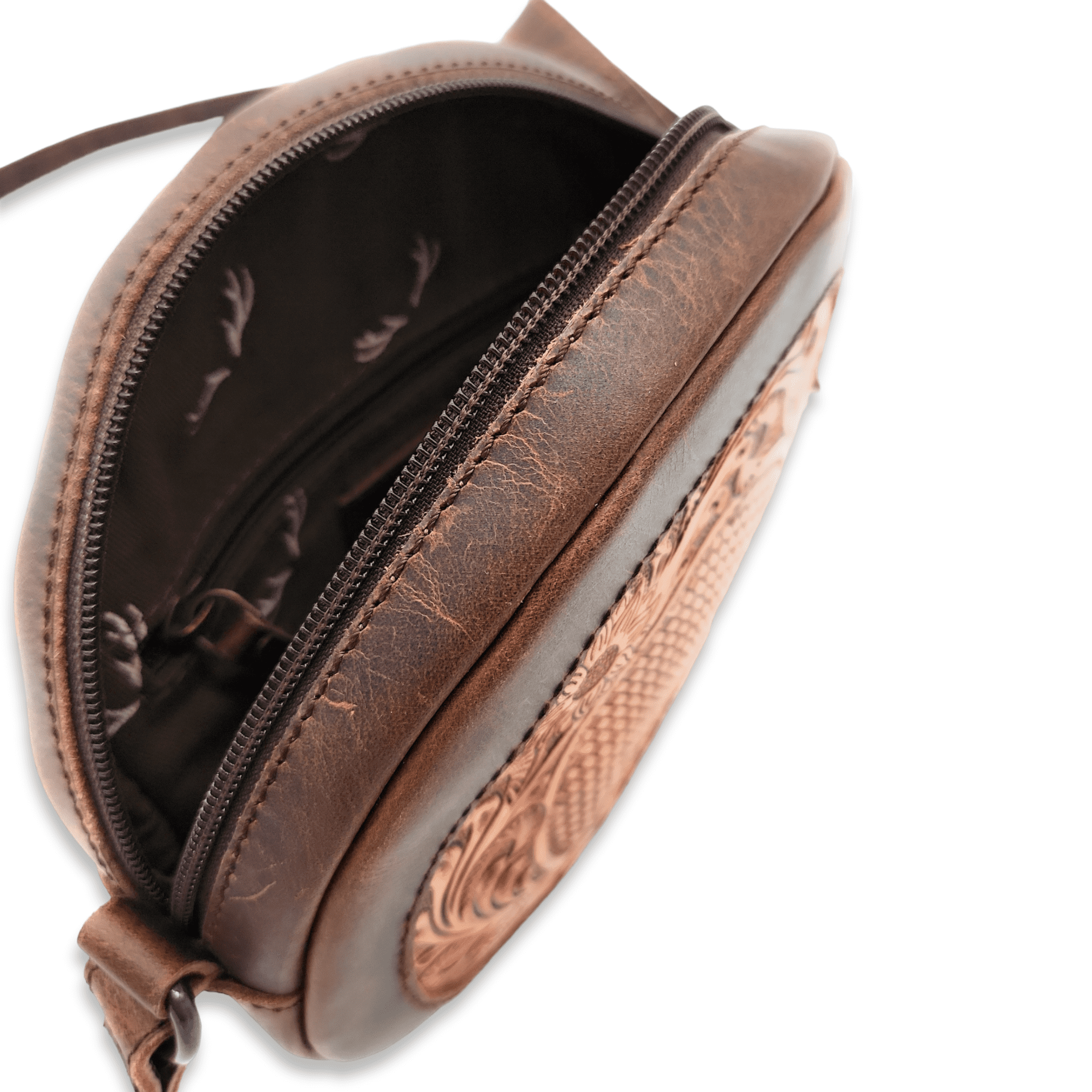 The Rancho Canteen Burnished Tan Hand-Tooled Leather Crossbody Luggage & BagsRanch Junkie
